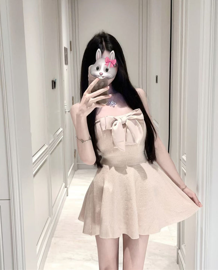 【dress】リボンベアトップニットワンピース  N3820