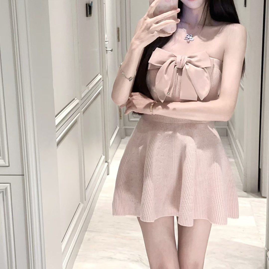 【dress】リボンベアトップニットワンピース  N3820
