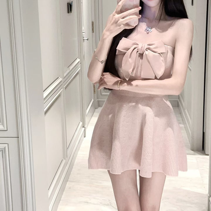 【dress】リボンベアトップニットワンピース  N3820