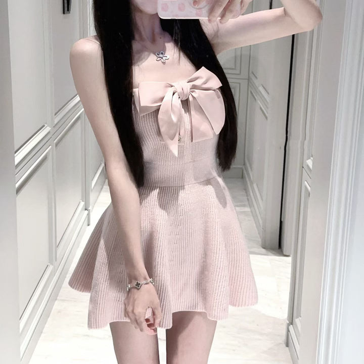 【dress】リボンベアトップニットワンピース  N3820