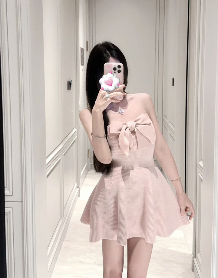 【dress】リボンベアトップニットワンピース  N3820