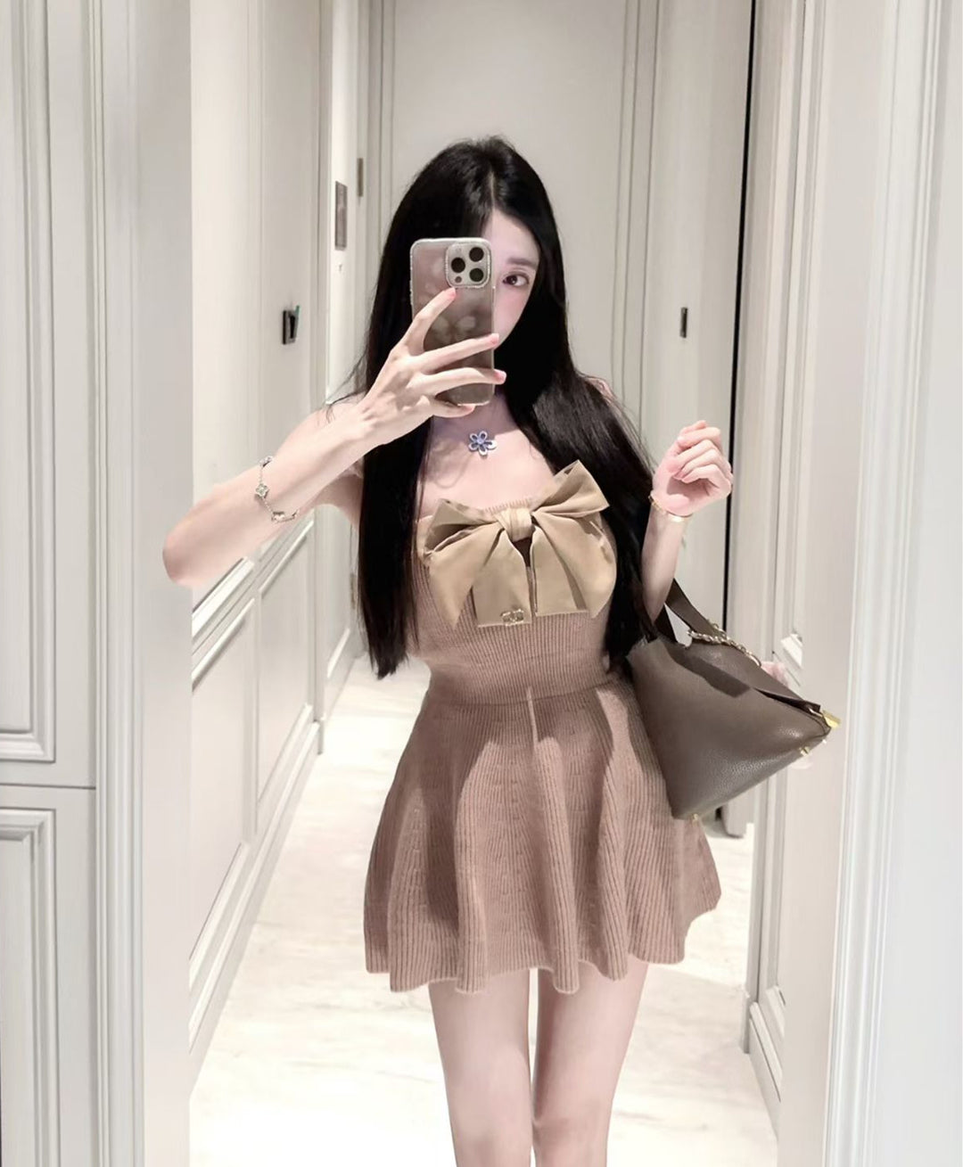 【dress】リボンベアトップニットワンピース  N3820