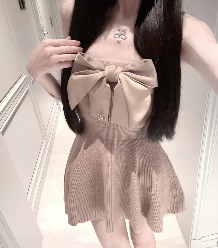【dress】リボンベアトップニットワンピース  N3820