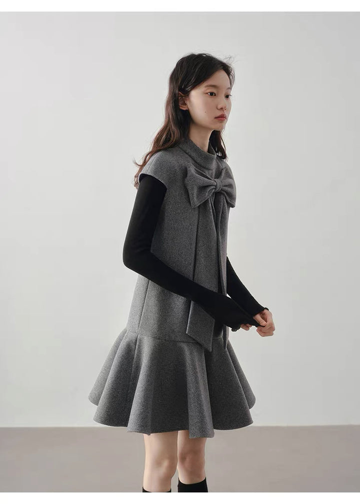 【dress】ビッグリボンフレアミニワンピース Q9198