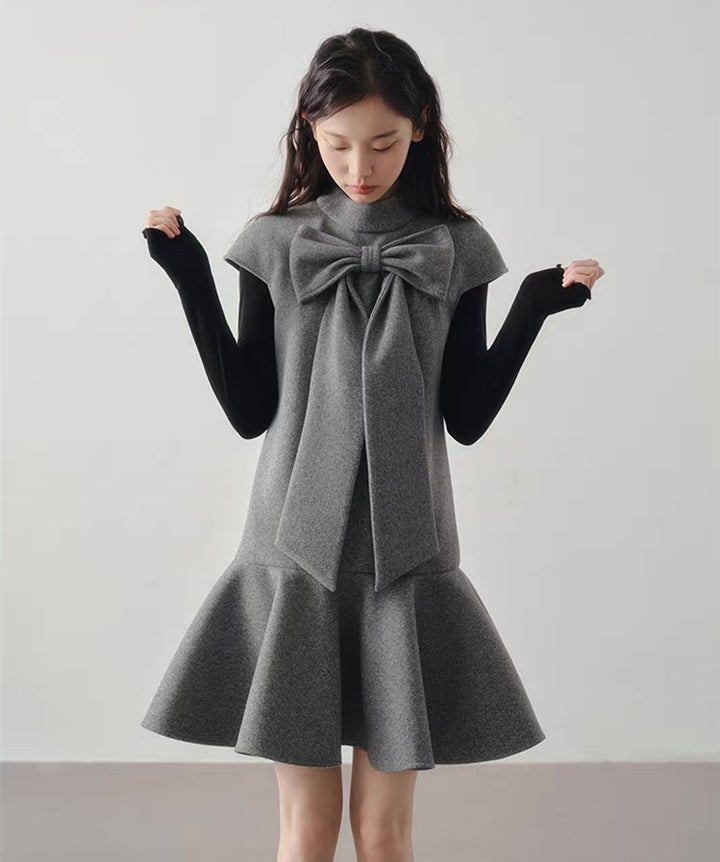 【dress】ビッグリボンフレアミニワンピース Q9198