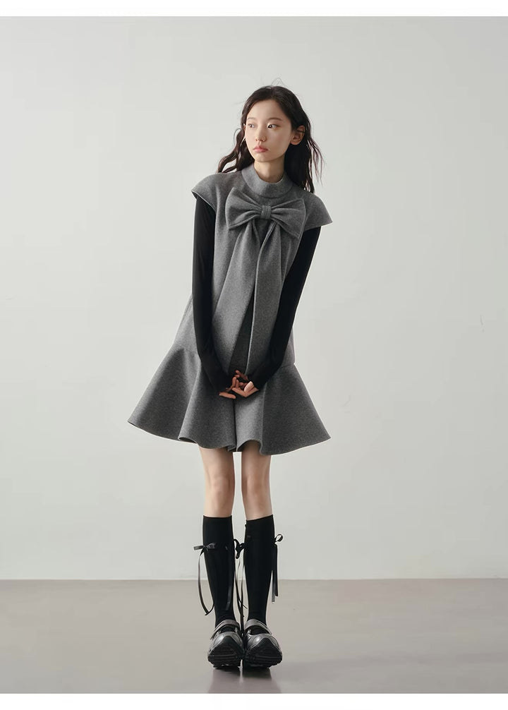 【dress】ビッグリボンフレアミニワンピース Q9198