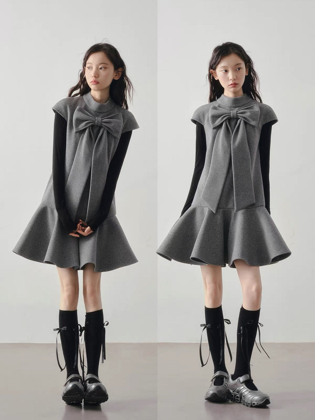 【dress】ビッグリボンフレアミニワンピース Q9198