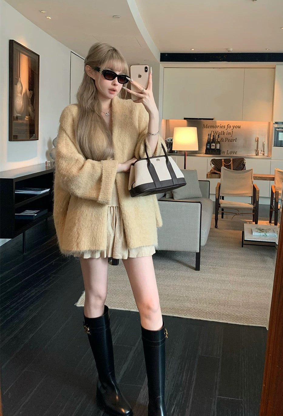 【set】カーディガン×キャミソール×プリーツスカート3点セット   N3837
