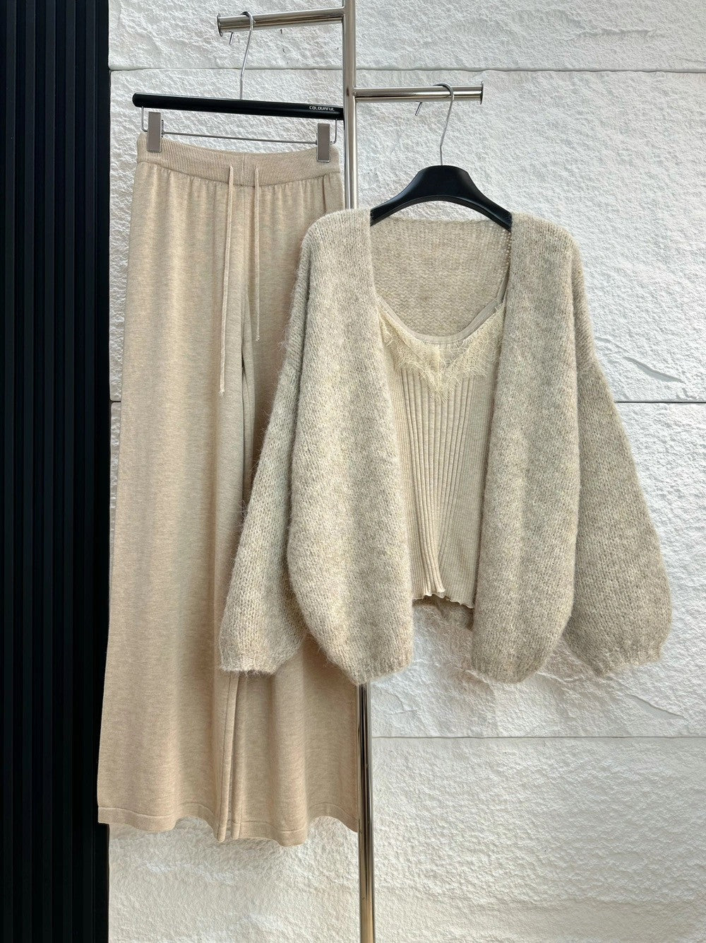 【set】カーディガン×キャミソール×ワイドパンツ3点セット  N3838