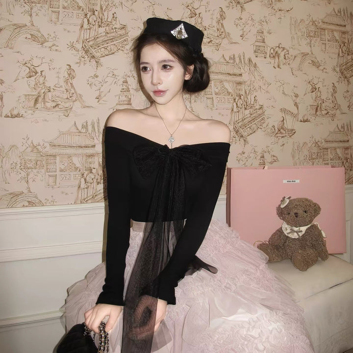 【dress】2WAYリボンチュールドッキングロングワンピース  N3839