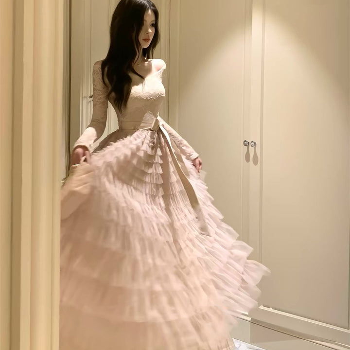 【dress】レースドッキングティアードワンピース　N3475