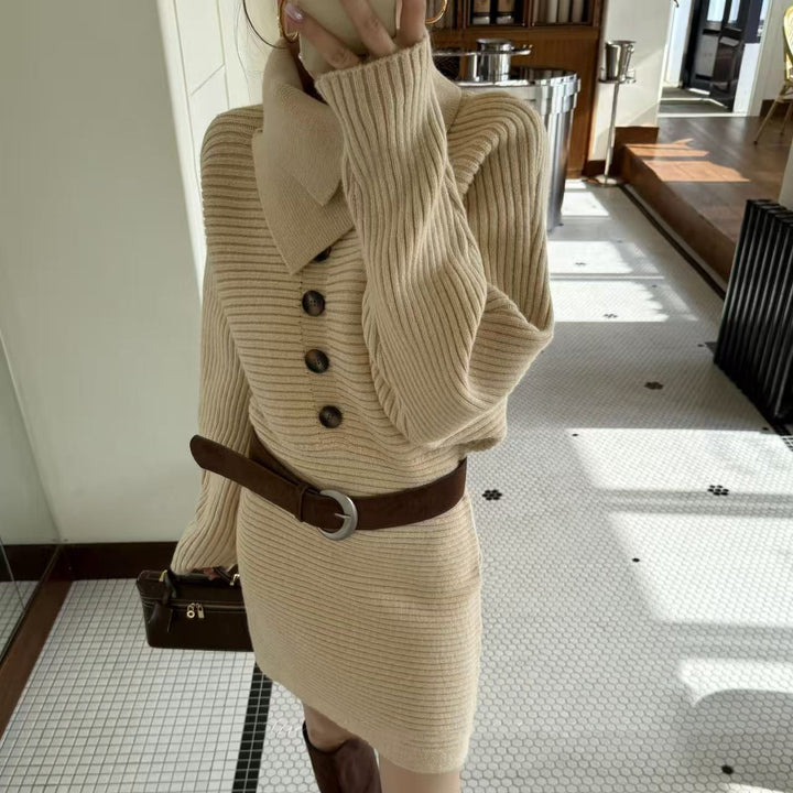 【dress】ベルト付きニットミニワンピース　N3842