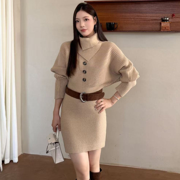 【dress】ベルト付きニットミニワンピース　N3842