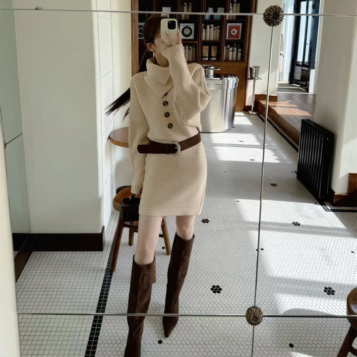 【dress】ベルト付きニットミニワンピース　N3842