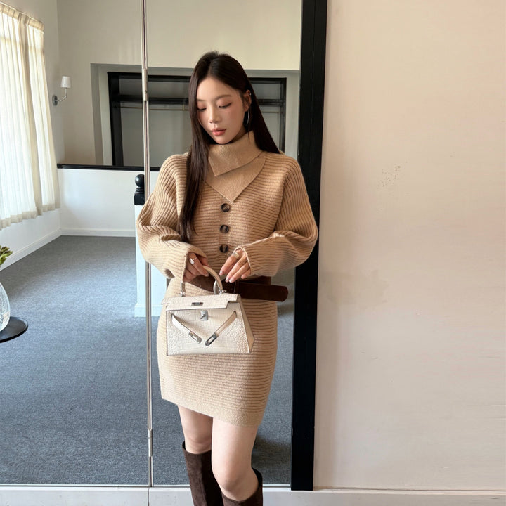 【dress】ベルト付きニットミニワンピース　N3842