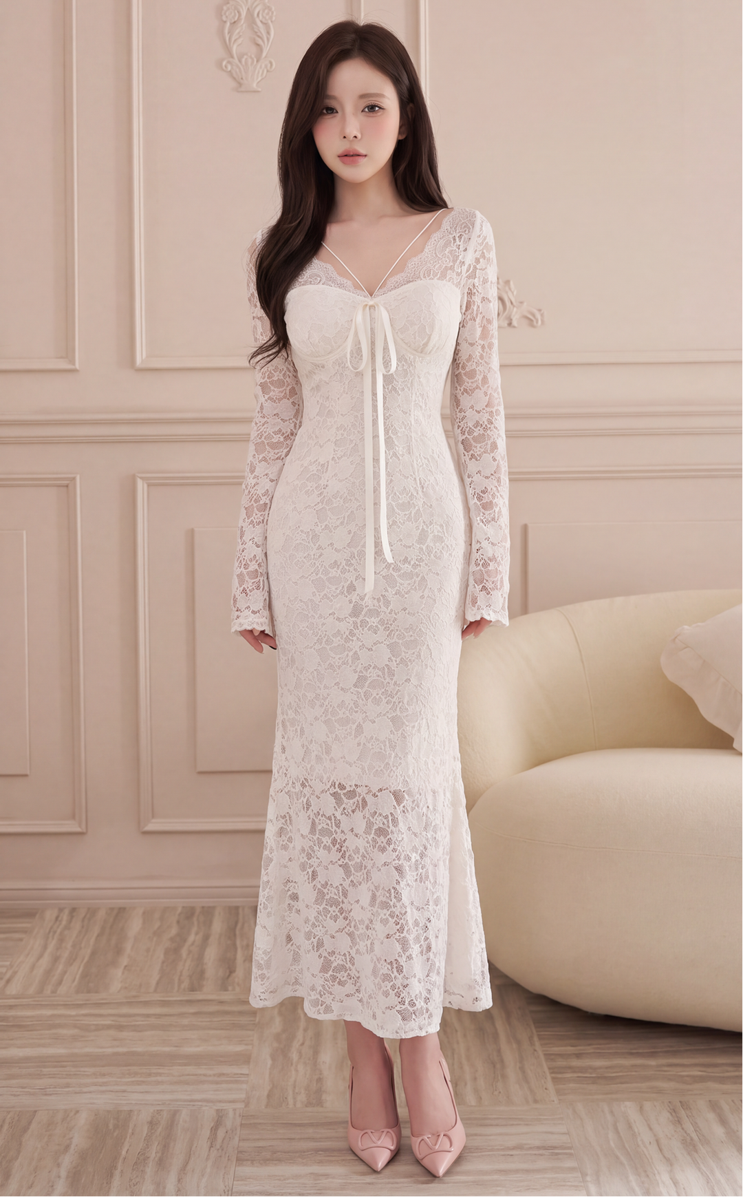 【dress】レースマーメイドワンピース   N3847