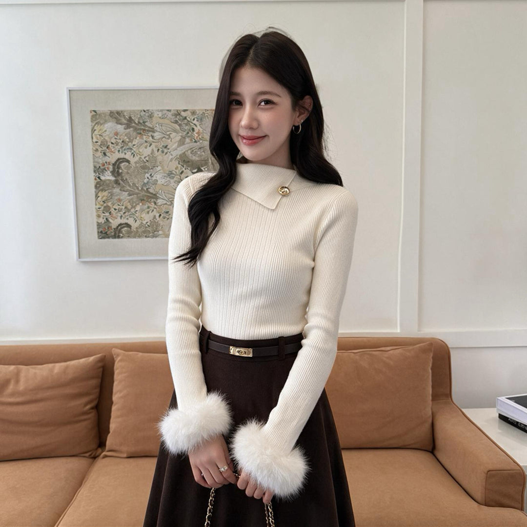 【tops】袖ファーニットトップス  N3849