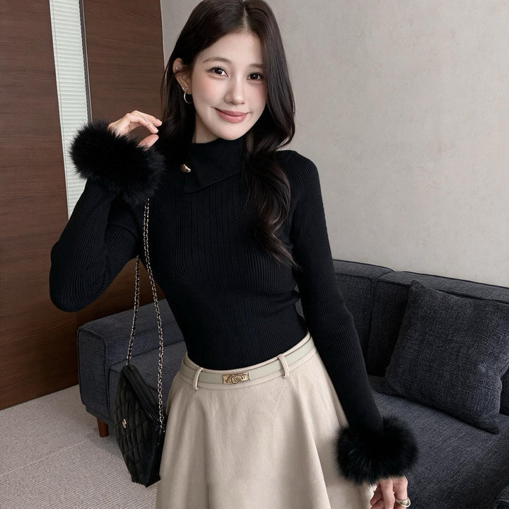 【tops】袖ファーニットトップス  N3849
