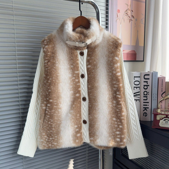 【outer】ファードッキングニットカーディガン    N3850