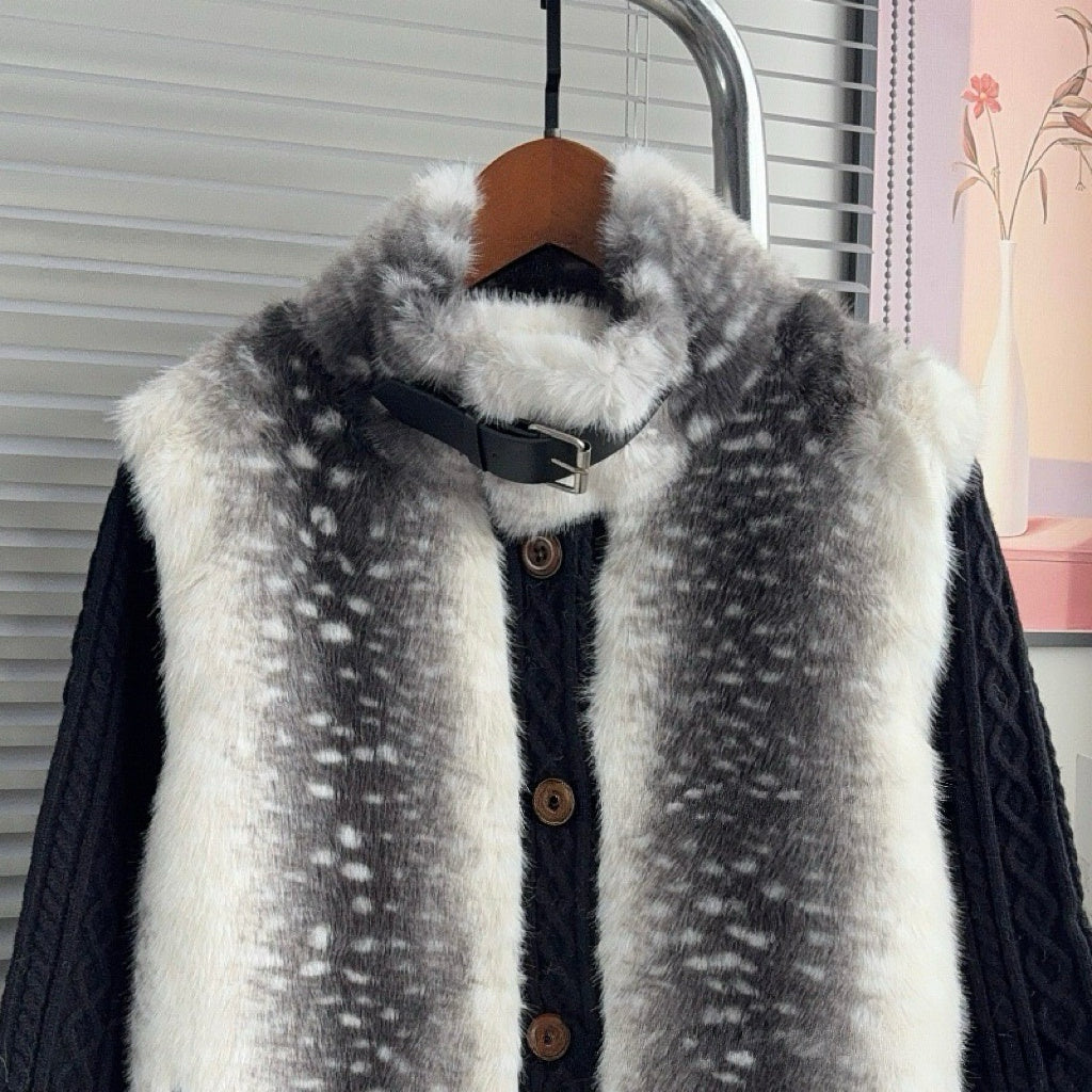 【outer】ファードッキングニットカーディガン    N3850