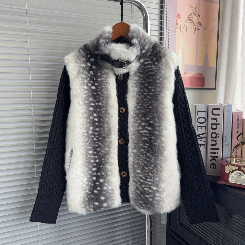 【outer】ファードッキングニットカーディガン    N3850