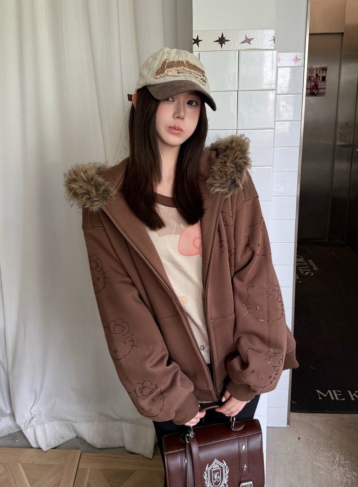【tops】フードファーフーディ   N3856