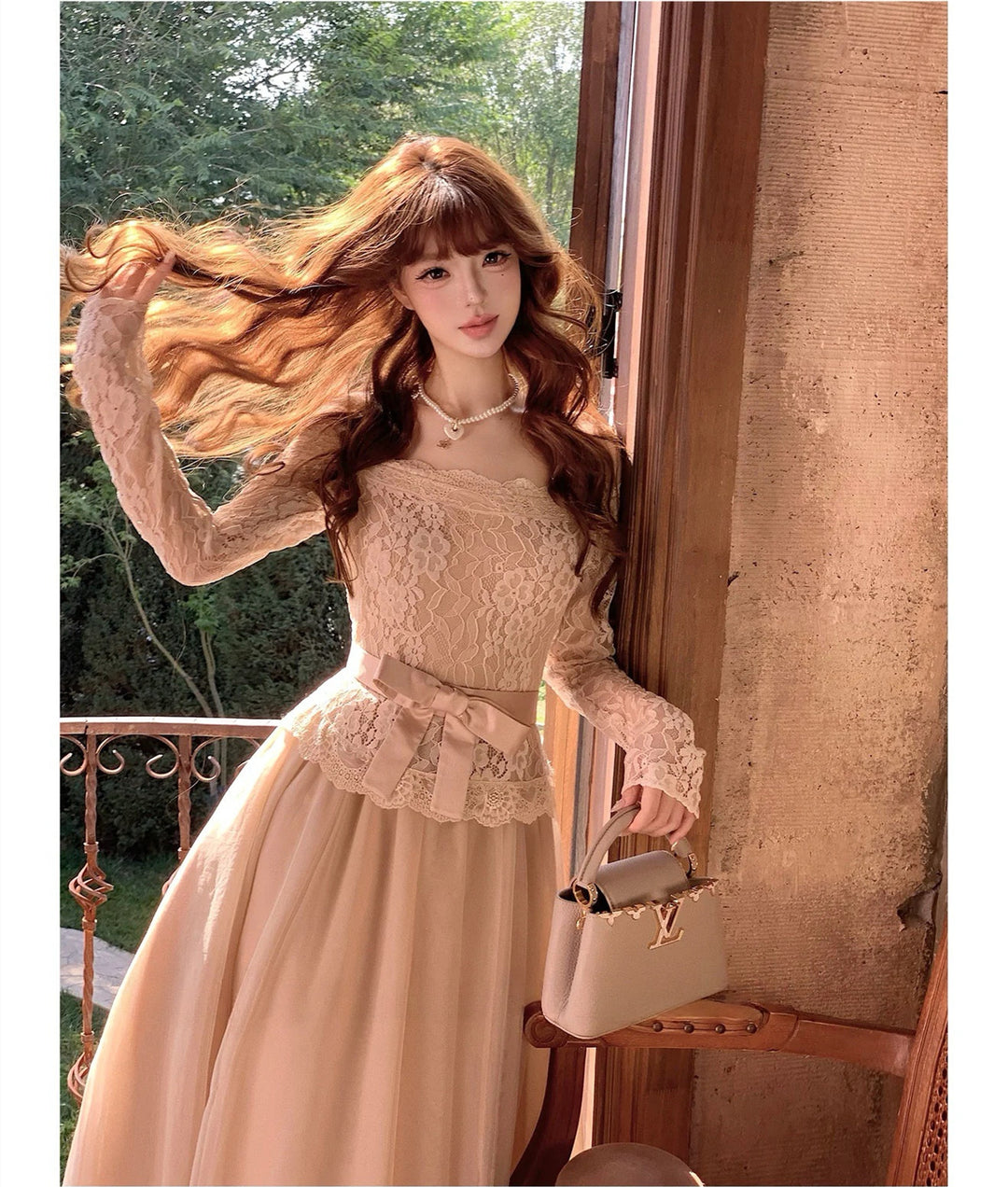 【dress】オフショルチュールレースワンピース  N3858