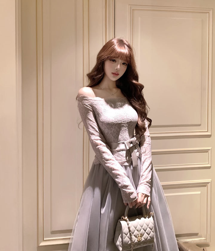 【dress】オフショルチュールレースワンピース  N3858