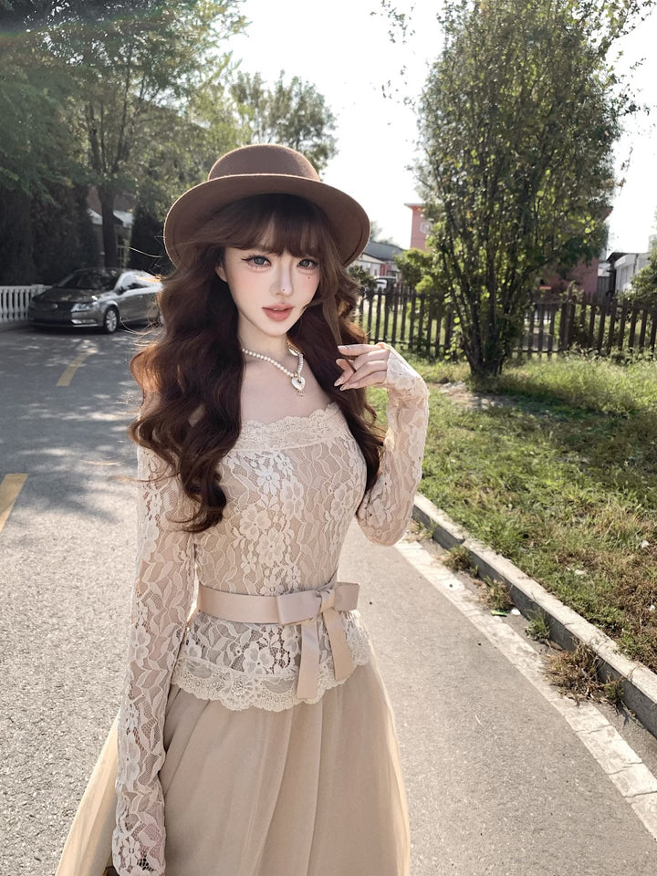 【dress】オフショルチュールレースワンピース  N3858