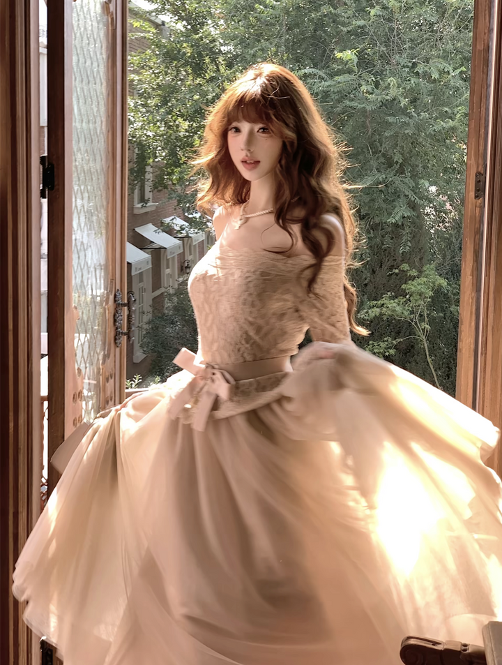 【dress】オフショルチュールレースワンピース  N3858