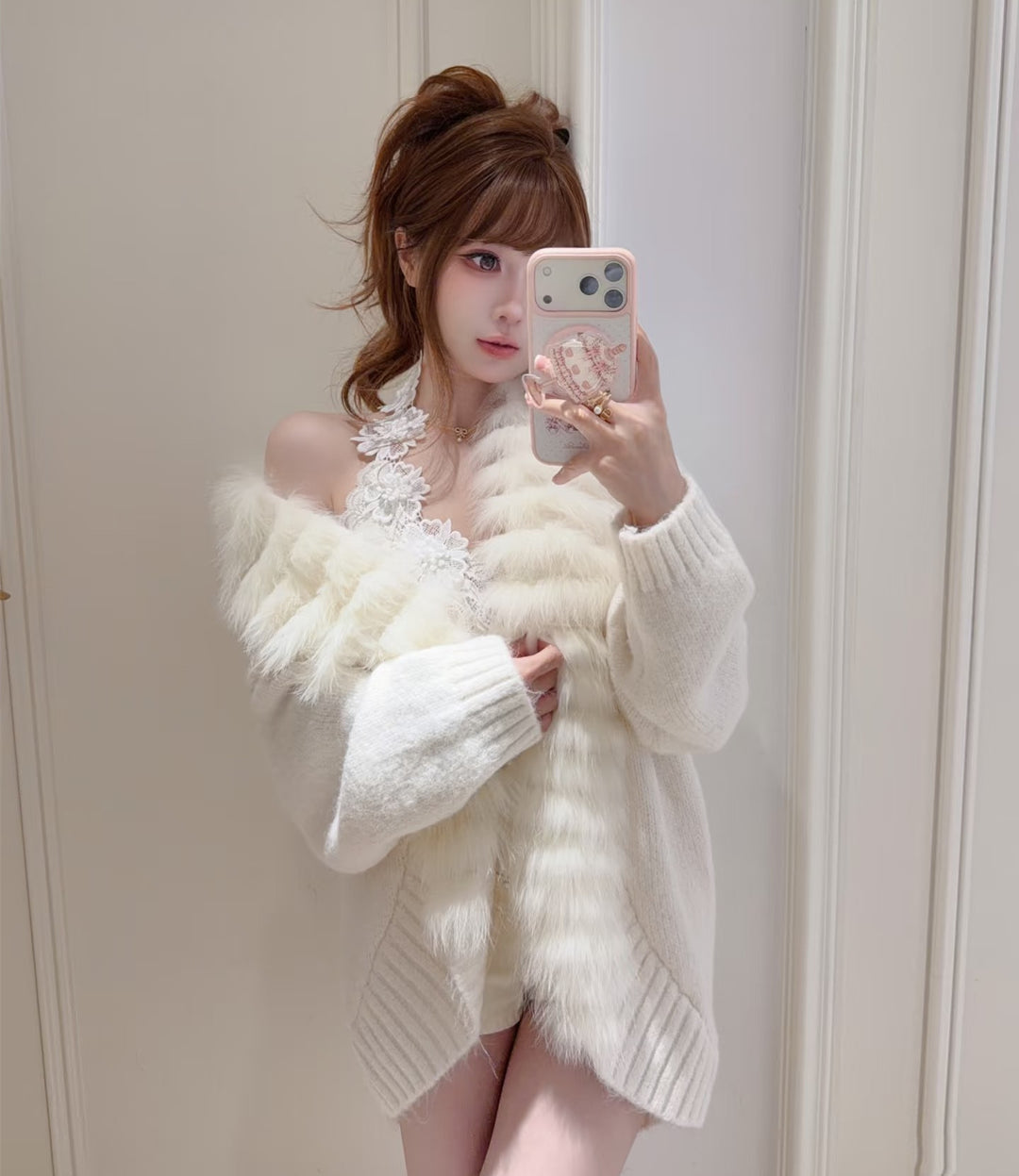【outer】ファーニットカーディガン   N3857
