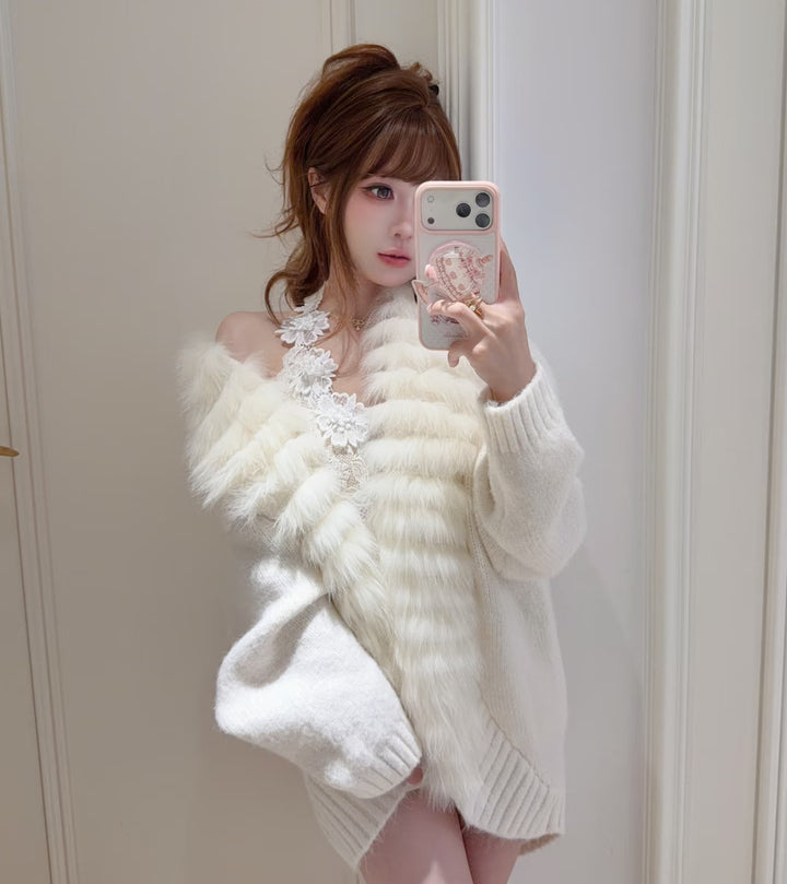 【outer】ファーニットカーディガン   N3857