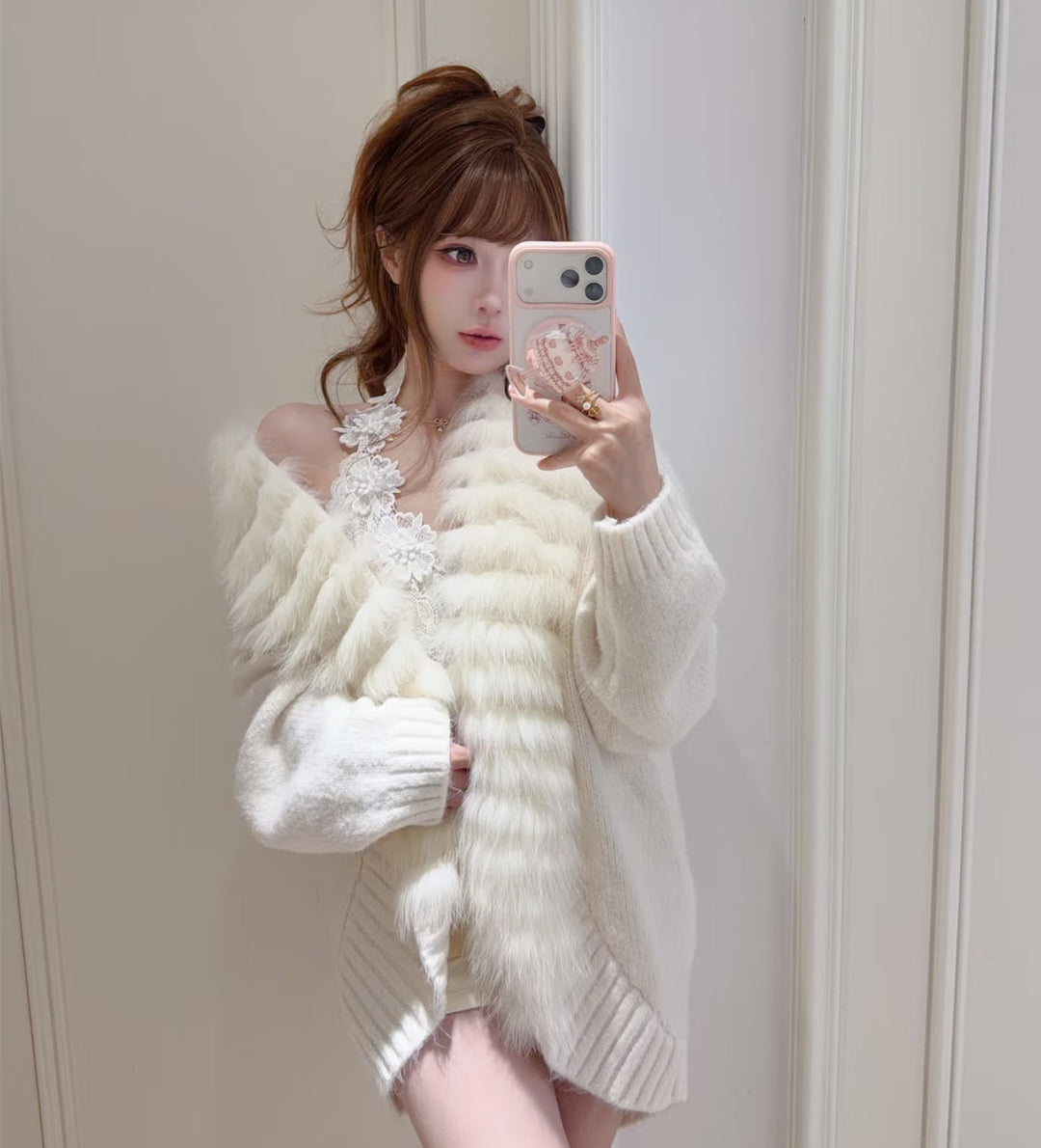 【outer】ファーニットカーディガン   N3857
