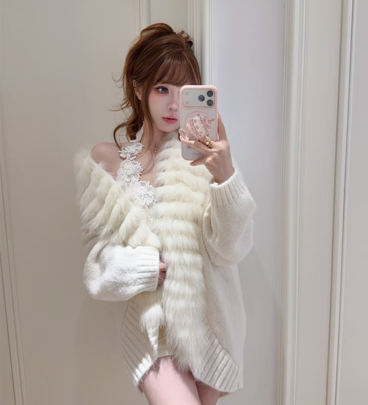 【outer】ファーニットカーディガン   N3857