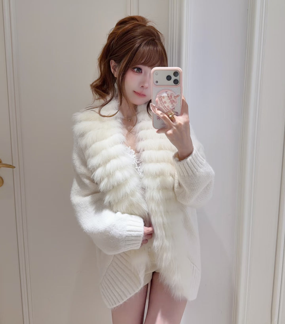 【outer】ファーニットカーディガン   N3857