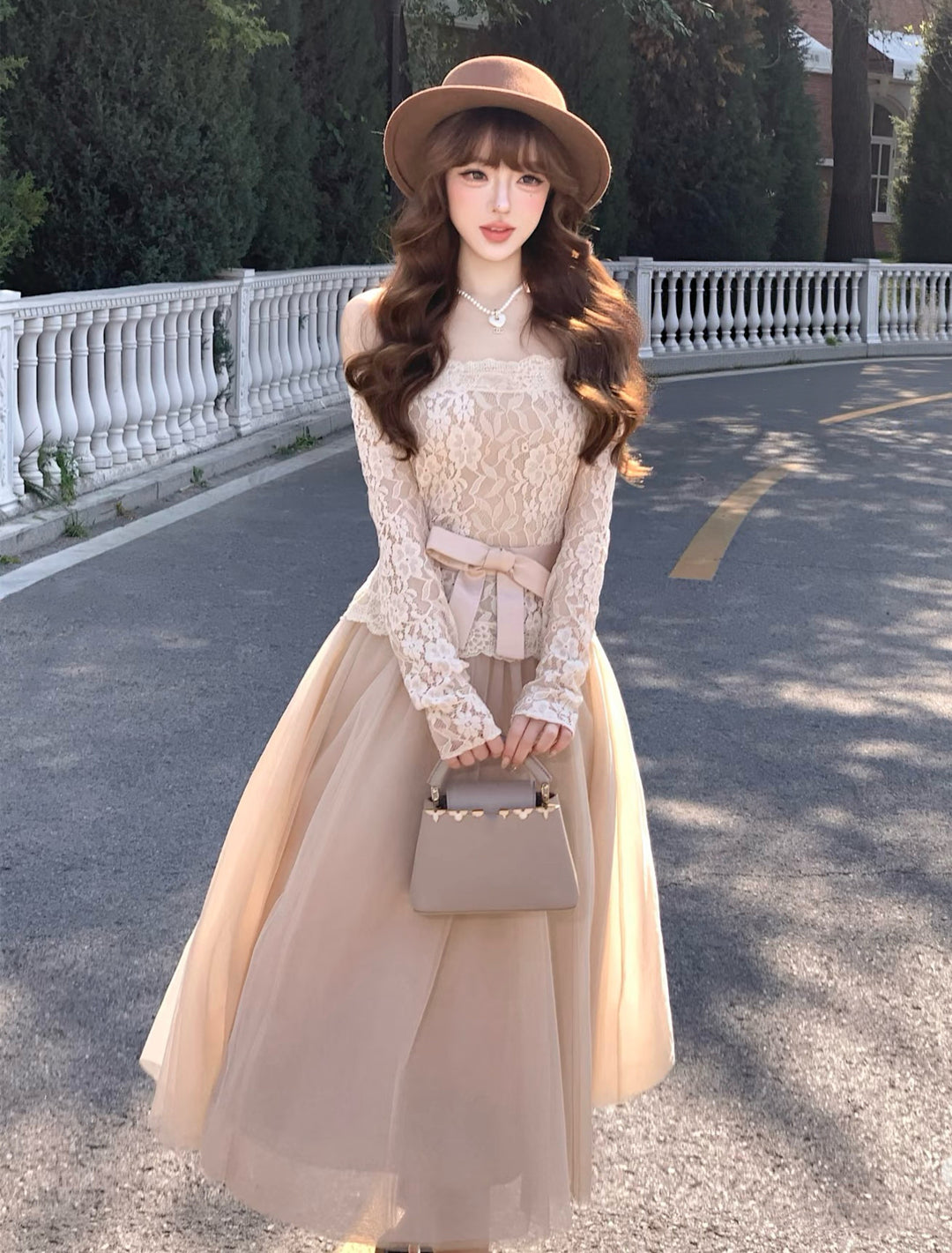 【dress】オフショルチュールレースワンピース  N3858
