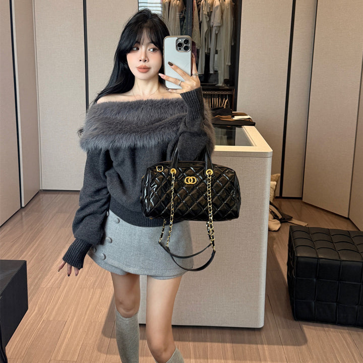 【tops】オフショルファーニットトップス N3859