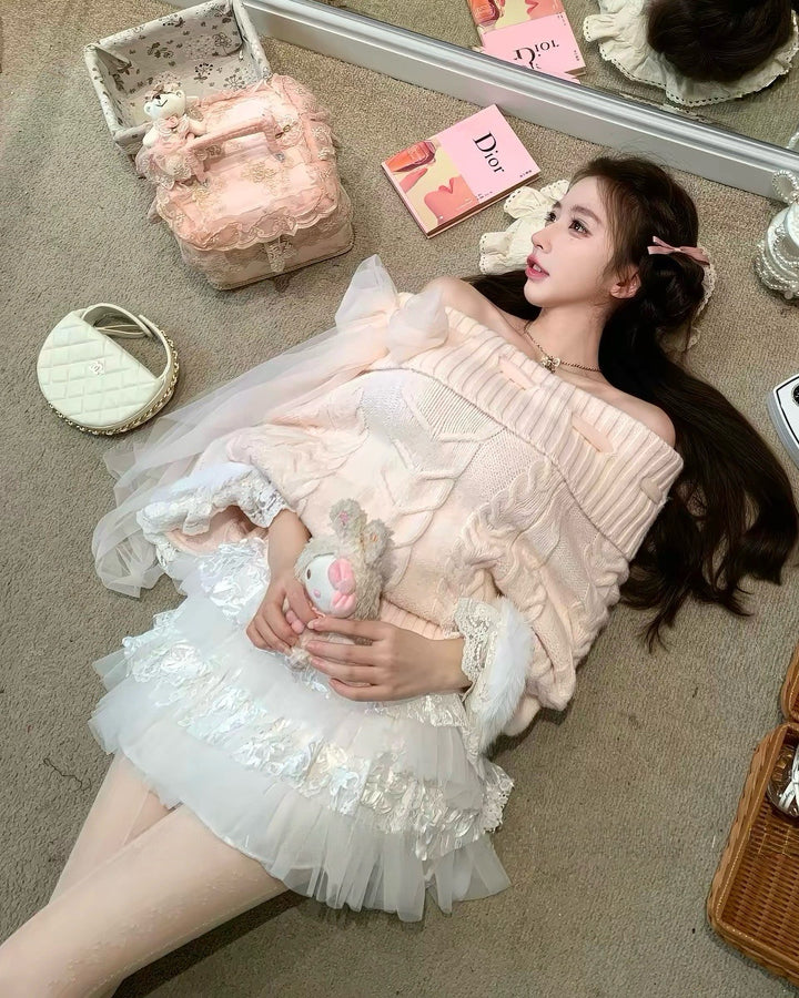 【tops】レースドルマンスリーブニットトップス　N3868