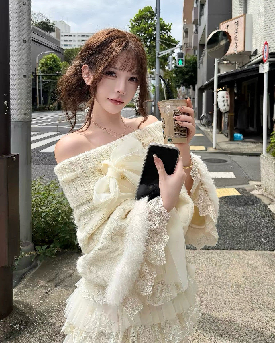 【tops】レースドルマンスリーブニットトップス　N3868