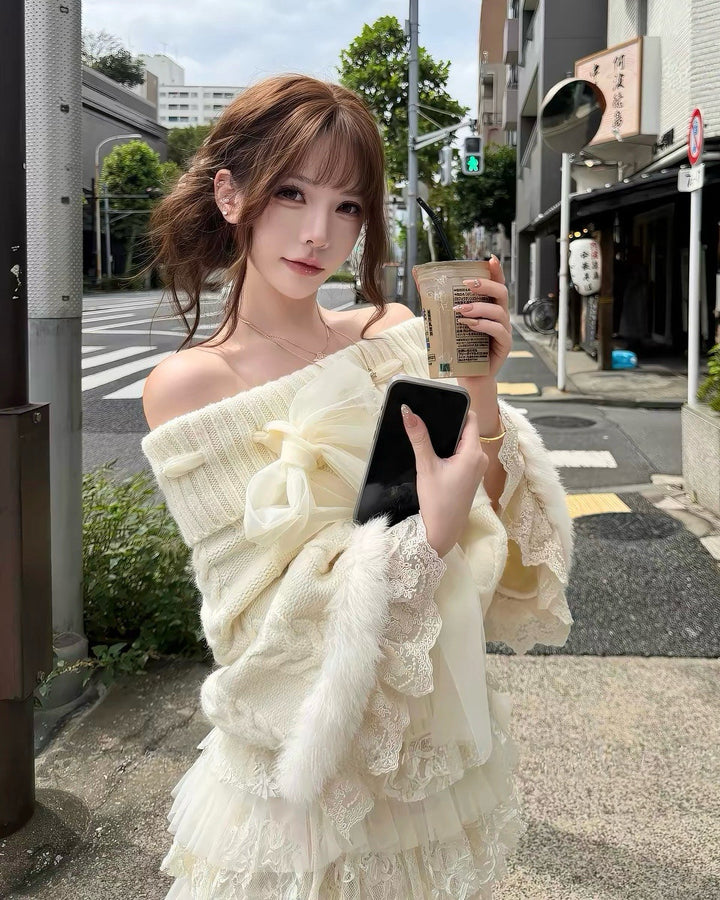 【tops】レースドルマンスリーブニットトップス　N3868