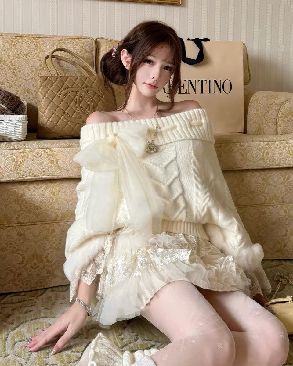 【tops】レースドルマンスリーブニットトップス　N3868