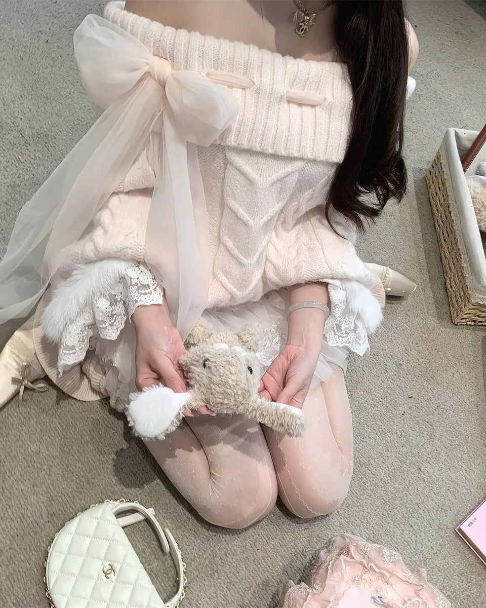 【tops】レースドルマンスリーブニットトップス　N3868