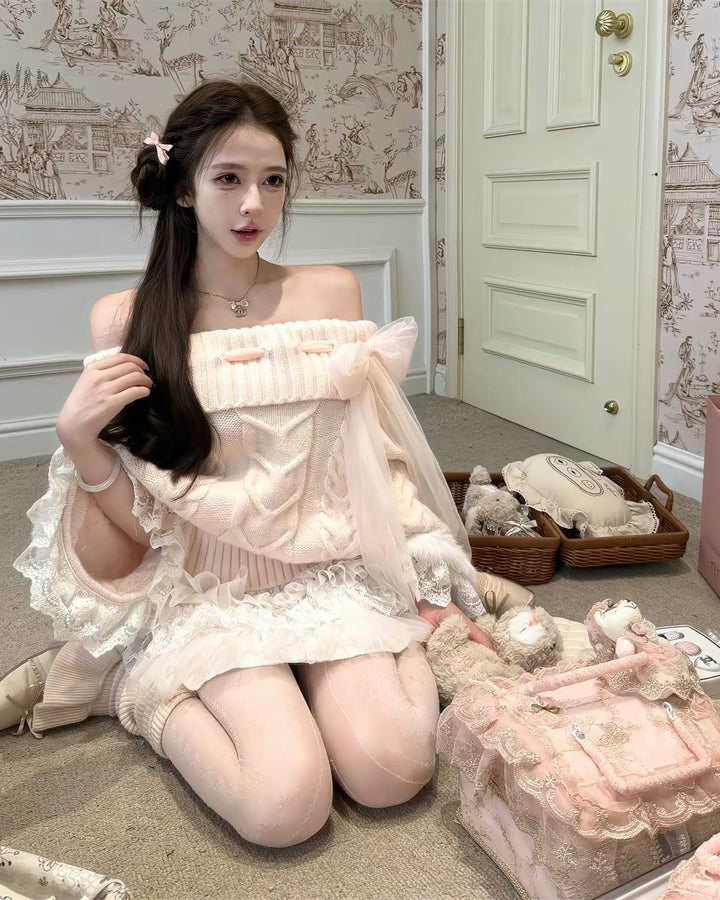 【tops】レースドルマンスリーブニットトップス　N3868