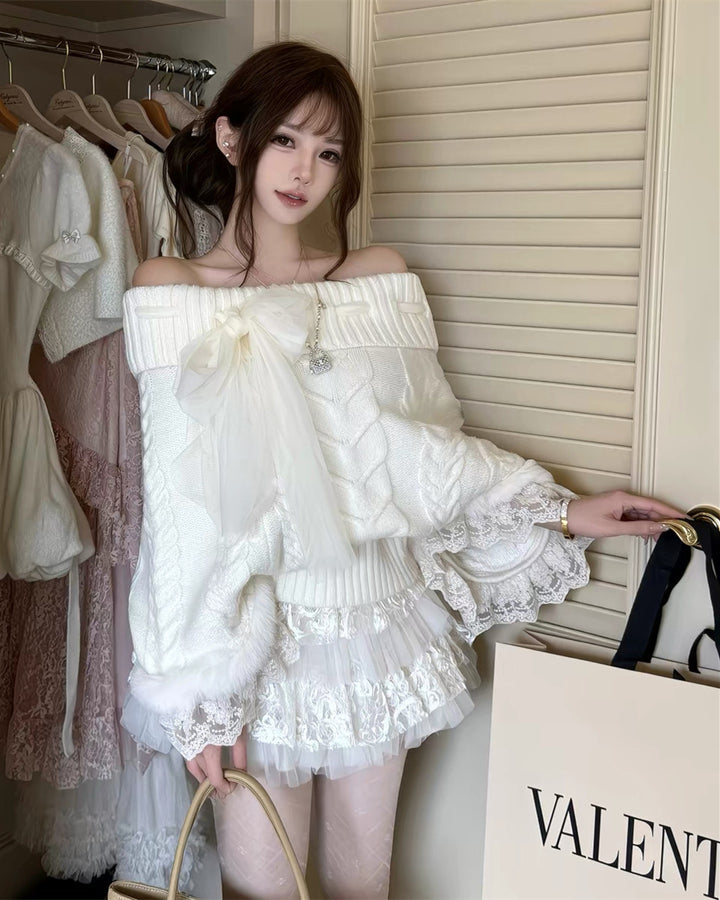 【tops】レースドルマンスリーブニットトップス　N3868