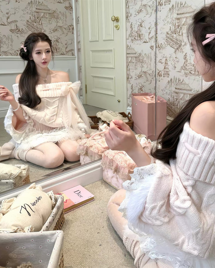 【tops】レースドルマンスリーブニットトップス　N3868