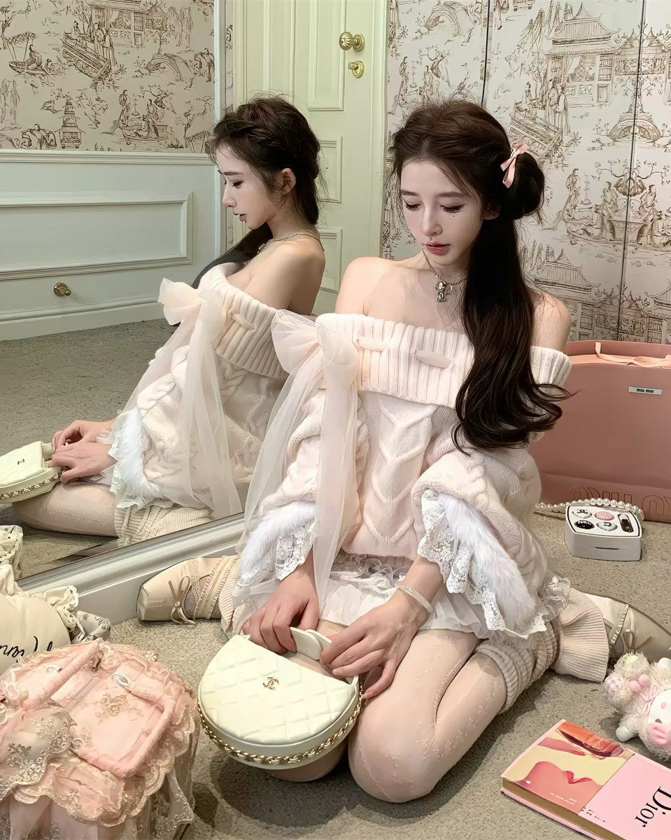 【tops】レースドルマンスリーブニットトップス　N3868