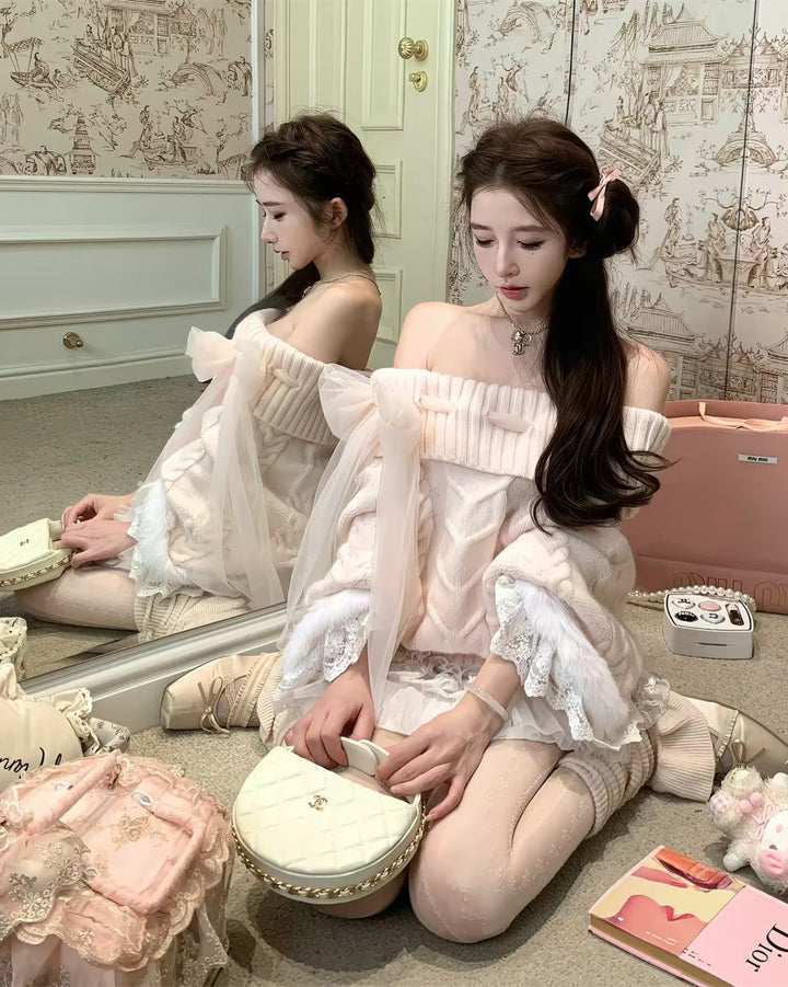 【tops】レースドルマンスリーブニットトップス　N3868