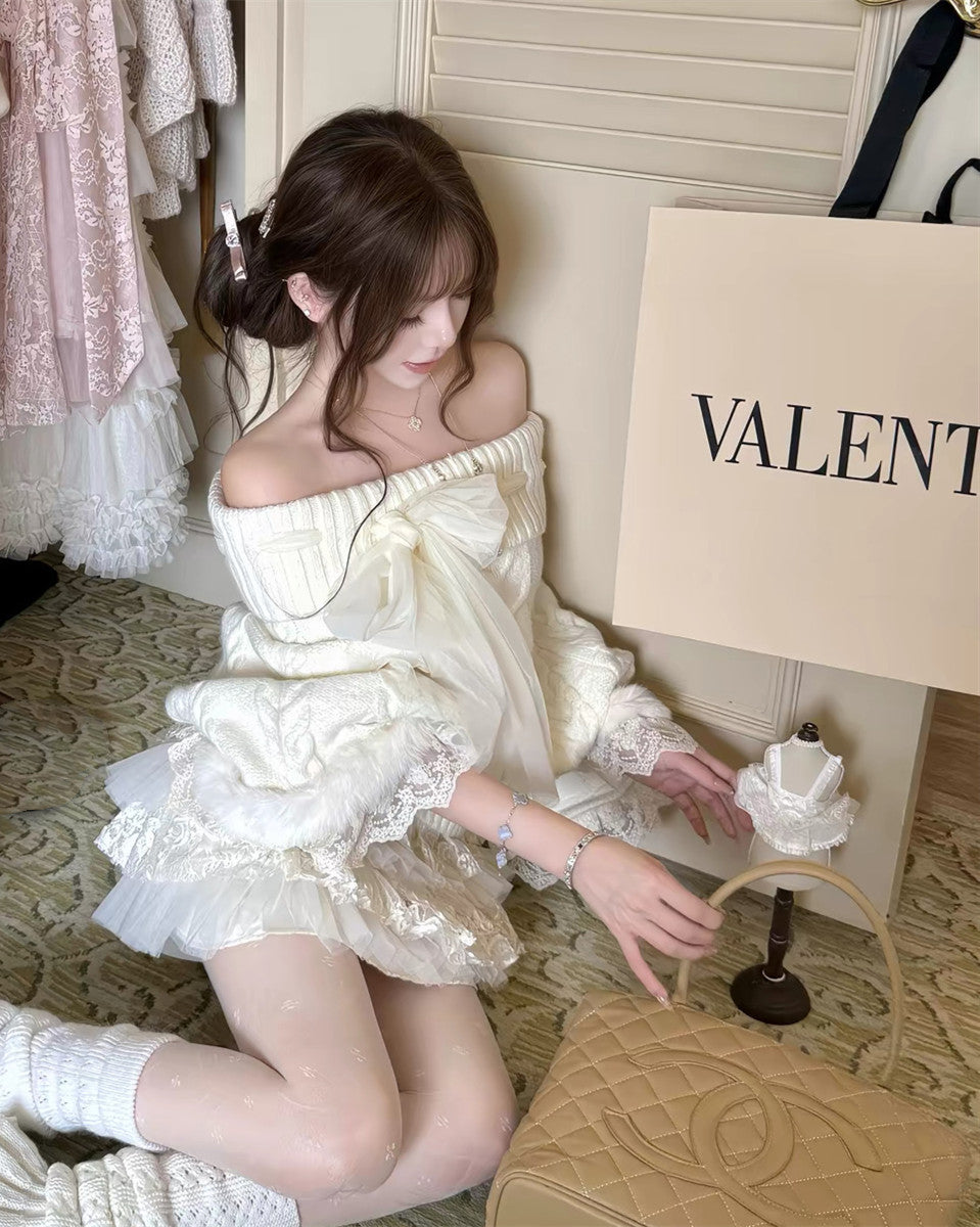 【tops】レースドルマンスリーブニットトップス　N3868
