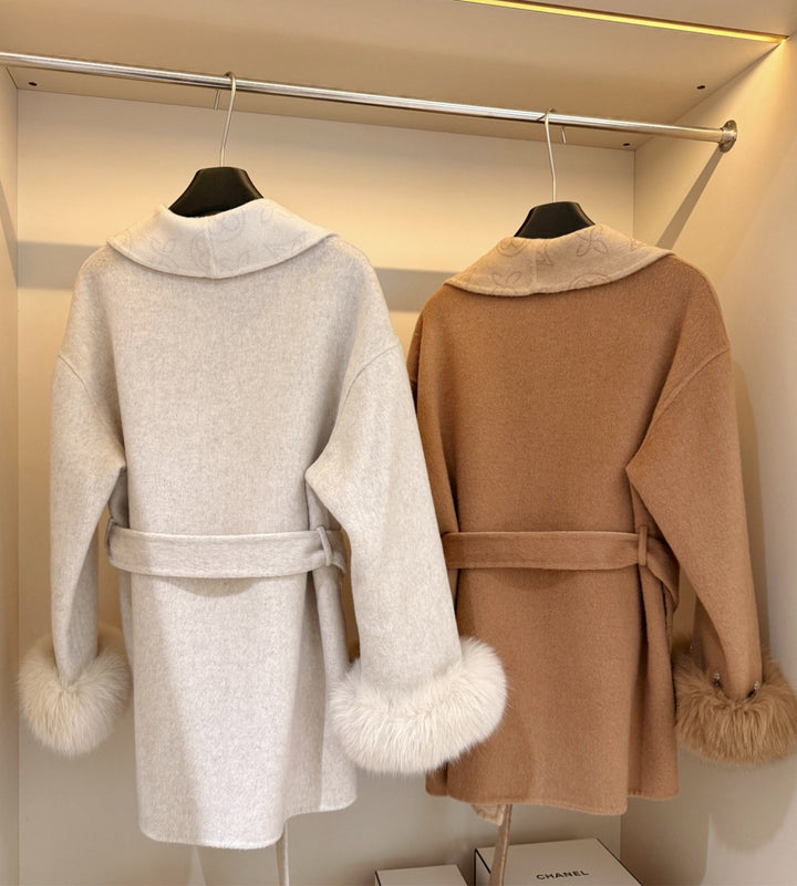 【outer】ファー付リバーミドルコート　N3870