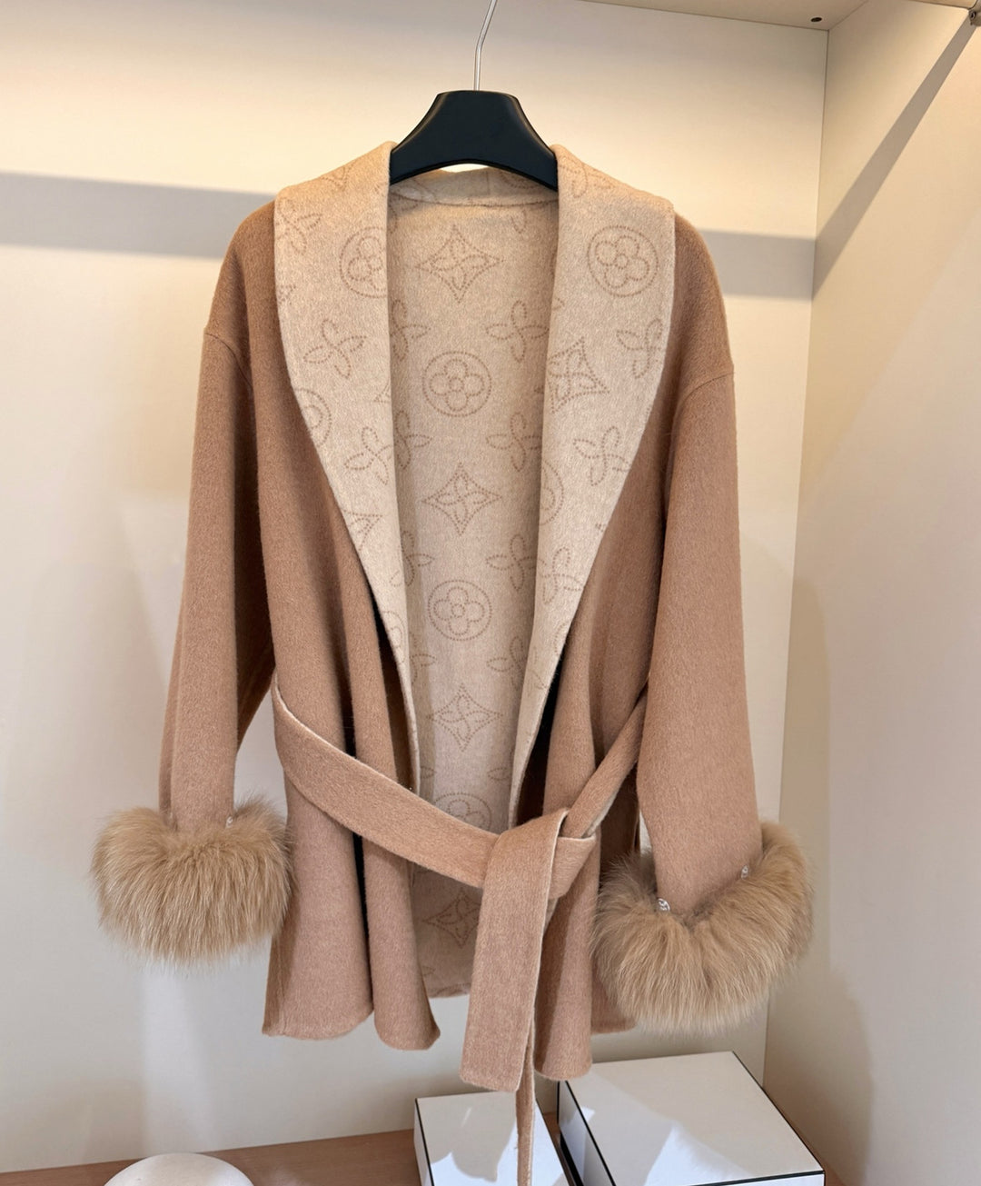 【outer】ファー付リバーミドルコート　N3870